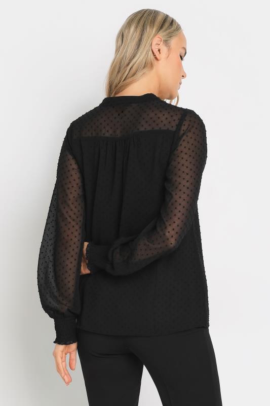 LTS Tall Black Dobby Spot Long Sleeve Blouse | Long Tall Sally 3