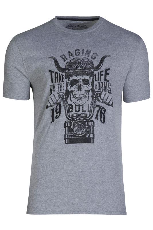  Grande Taille RAGING BULL Grey Skull T-Shirt