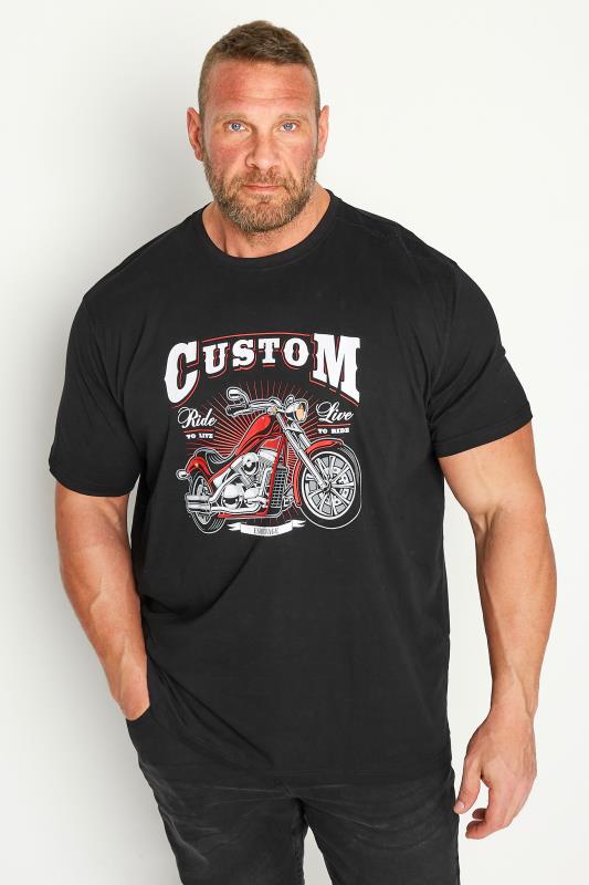 Men's  ESPIONAGE Big & Tall Black 'Custom' Motorbike Print T-Shirt