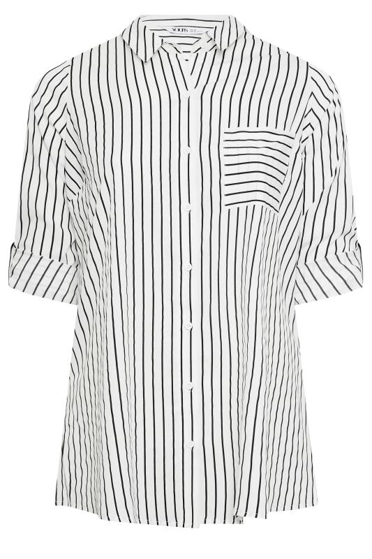 YOURS Curve Plus Size White & Black Stripe Print Boyfriend Shirt | Yours Clothing  5