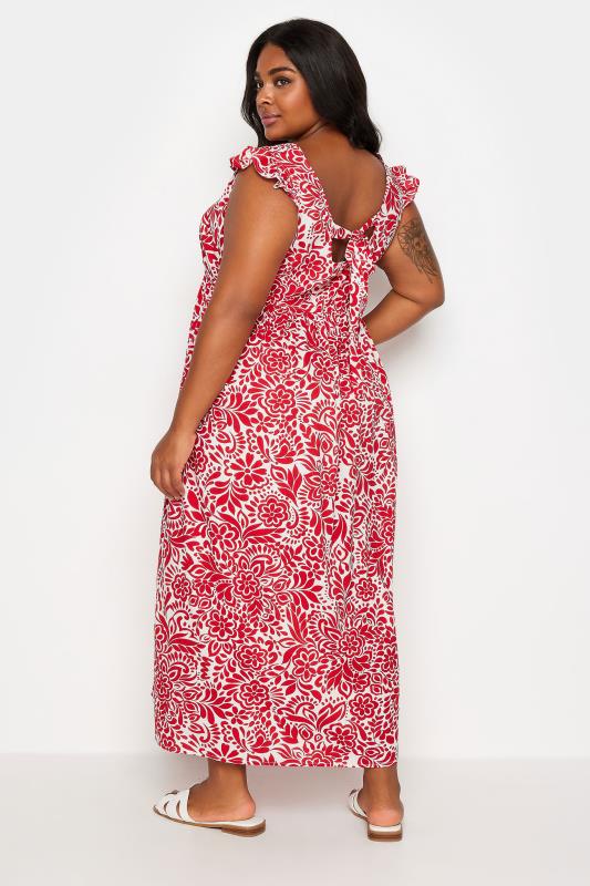 YOURS Plus Size Red Paisley Print Frill Sleeve Maxi Dress | Yours Clothing 4