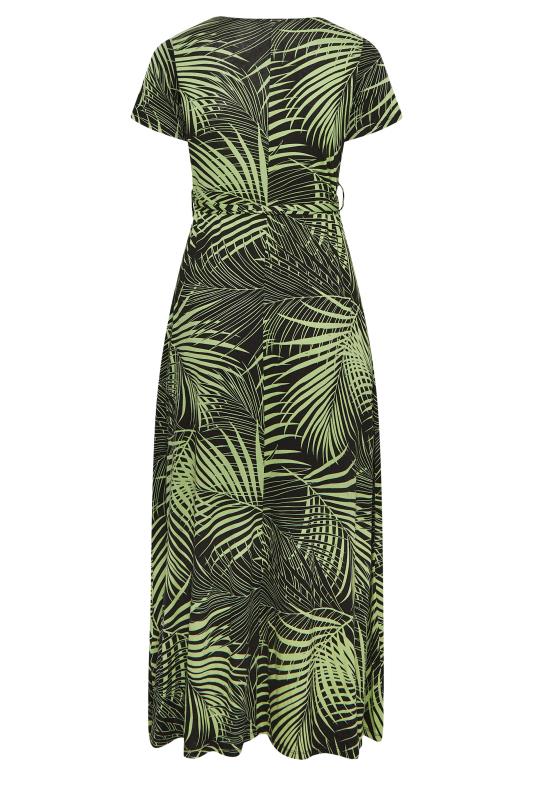YOURS Curve Plus Size Green Leaf Print Wrap Maxi Dress | Yours Clothing  7