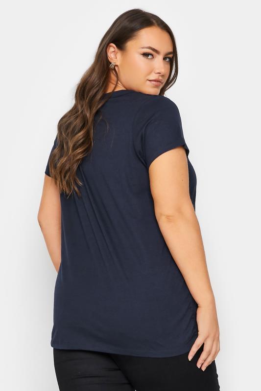 Plus Size Dark Blue Short Sleeve T-Shirt | Yours Clothing 3