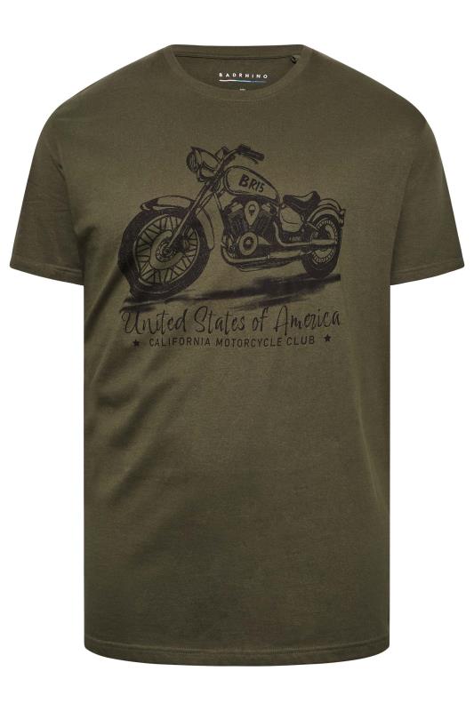BadRhino Big & Tall Khaki Green USA Motorbike Printed T-Shirt | BadRhino 3