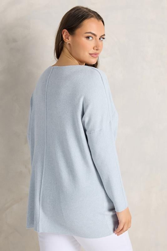 EVANS Plus Size Blue Batwing Sleeve Jumper 2