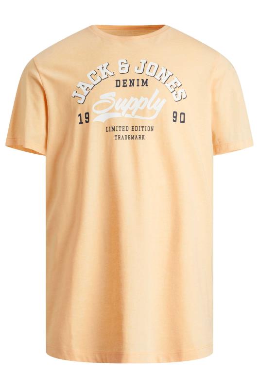 JACK & JONES Big & Tall Apricot Orange 'Denim Supply' Logo T-Shirt | BadRhino 2