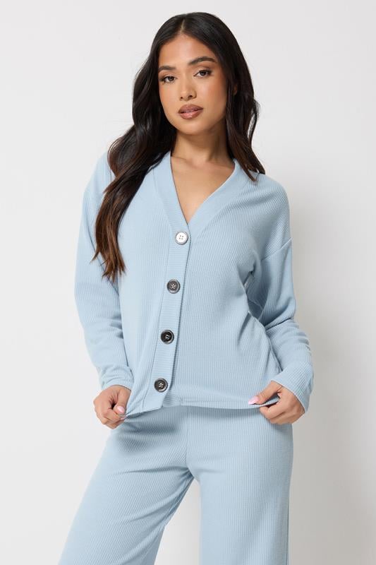  PixieGirl Petite Cardigan in Hellblau aus geripptem Soft-Touch-Gewebe