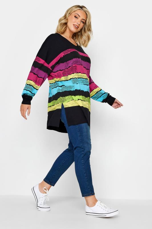 YOURS Plus Size Black Stripe Print Top | Yours Clothing 2