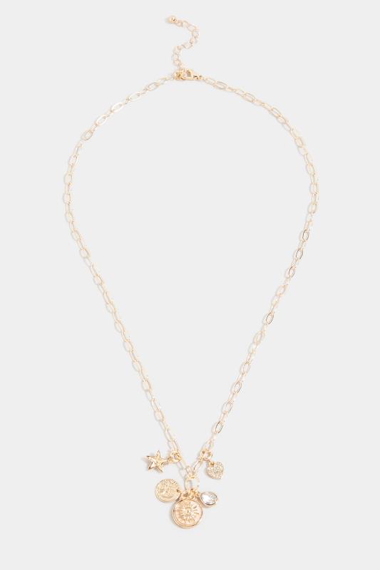 Tall  Yours Gold Tone Charm Necklace
