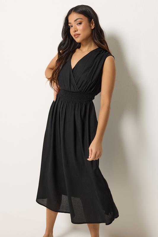  PixieGirl Petite vestido midi negro con cintura fruncida