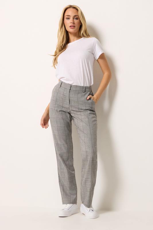 M&Co Brown Check Tailored Straight Leg Trousers | M&Co 1