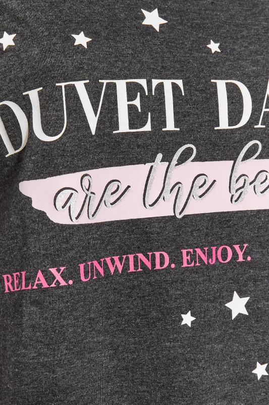 Plus Size Grey 'Duvet Days' Slogan Cuffed Pyjama Set | Yours Clothing 5