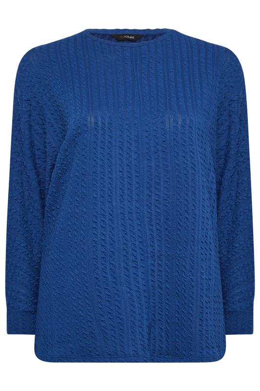 YOURS Plus Size Blue Jacquard Ribbed Top | Yours Clothing 6