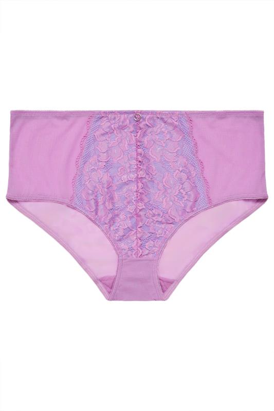 YOURS Plus Size Lilac Purple Lace High Waisted Full Briefs | Yours Clothing 4
