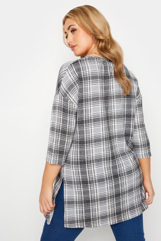 Plus Size Grey Soft Touch Check Tunic Top | Yours Clothing 3