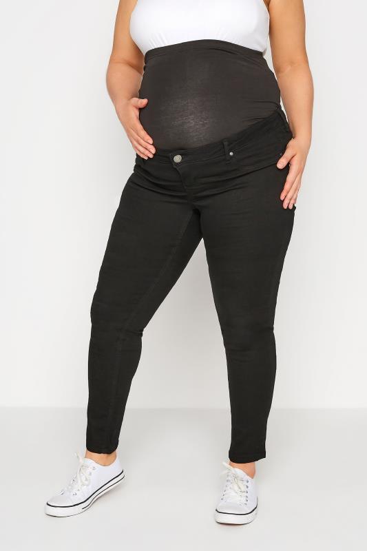 BUMP IT UP MATERNITY Curve Black Skinny Jeans With Comfort Panel 1