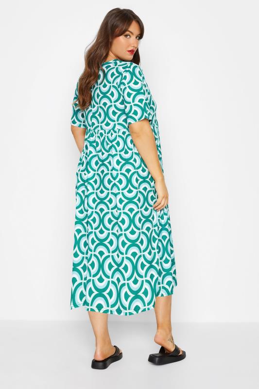 LIMITED COLLECTION Plus Size Blue Geometric Print Smock Dress | Yours Clothing 3