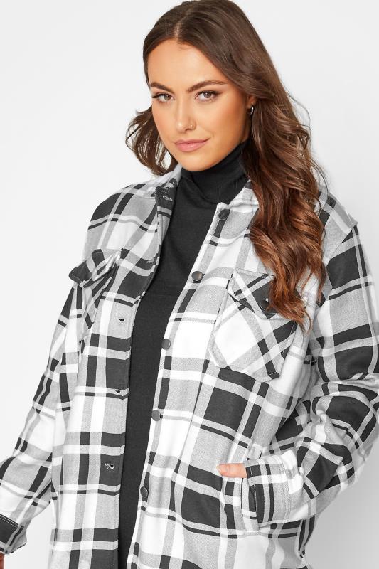 Curve Black & White Check Sweat Shacket | Yours Clothing 4