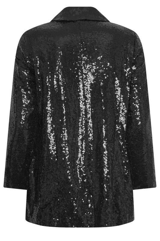 YOURS Plus Size Black Sequin Embellished Blazer | Yours Clothing 8