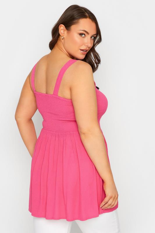 YOURS Plus Size Hot Pink Crinkle Vest Top | Yours Clothing 3