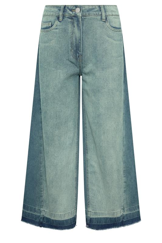 PixieGirl Petite Women's Mid Blue Frayed Wide Leg Jeans | PixieGirl  5