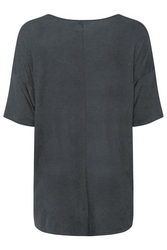 LIMITED COLLECTION Curve Charcoal Grey Notch Neck Oversized T-Shirt 6