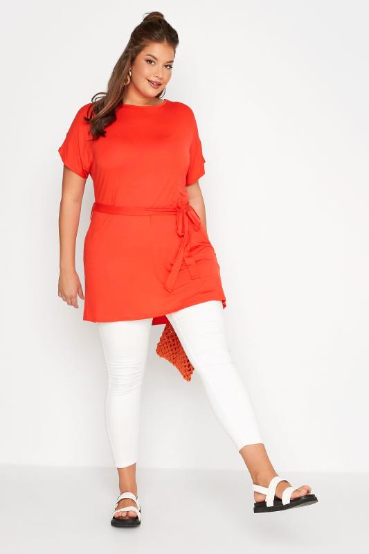 LIMITED COLLECTION Plus Size Orange Waist Tie T-Shirt | Yours Clothing 2