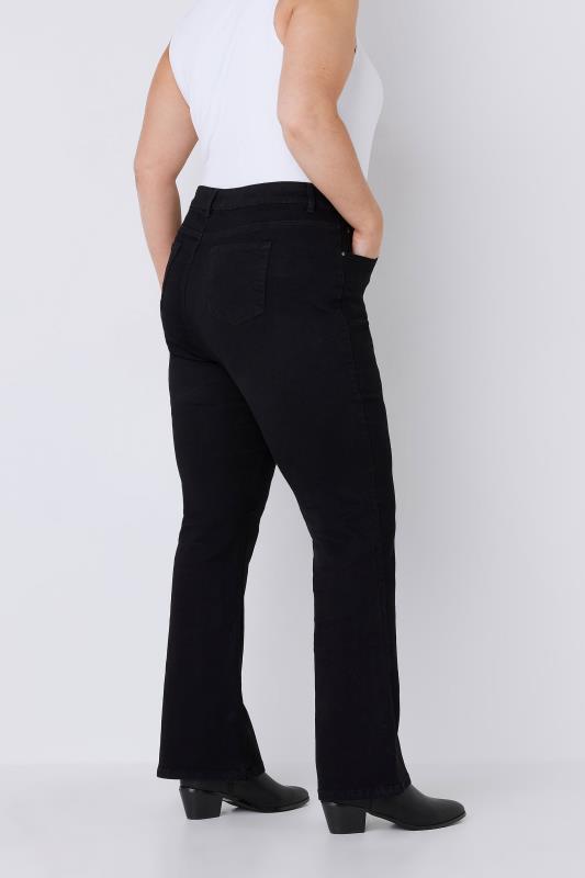 EVANS Plus Size Curve Fit Black Bootcut Jeans  | Evans 4