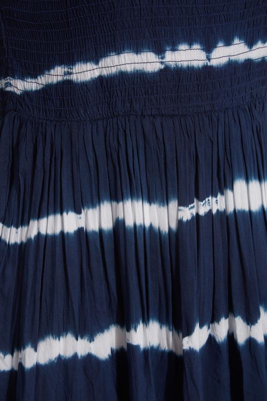 Curve Navy Blue Tie Dye Bardot Maxi Dress 5