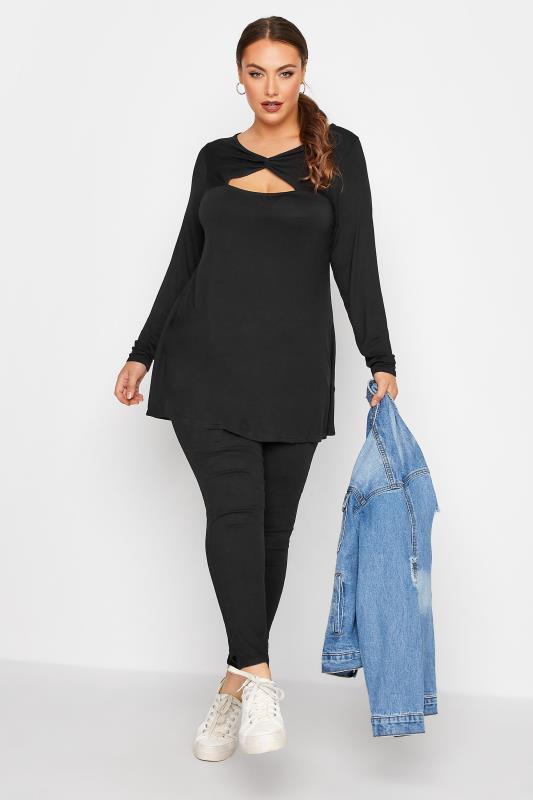 LIMITED COLLECTION Plus Size Black Twist Cut Out Top | Yours Clothing 2