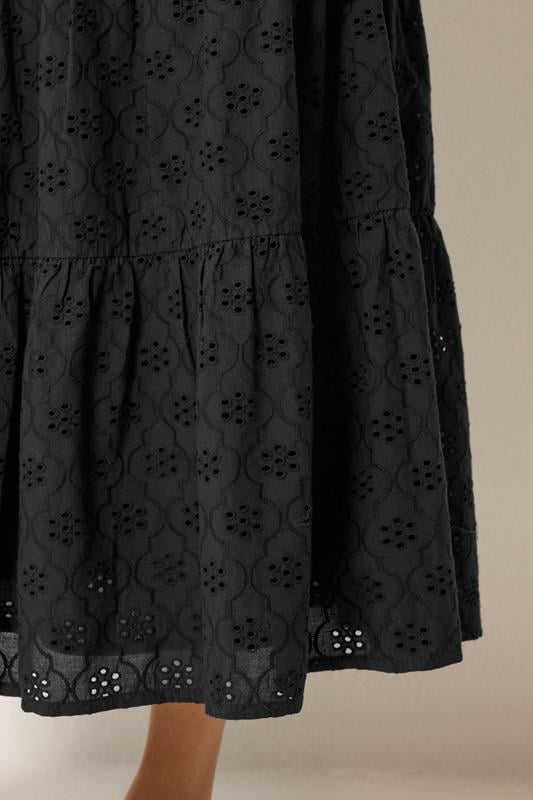 M&Co Petite Black Broderie Tiered Cotton Maxi Skirt | M&Co 4