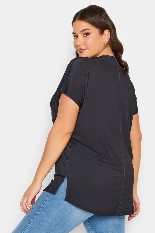 YOURS Curve Plus Size Black Bird Print T-Shirt | Yours Clothing  3