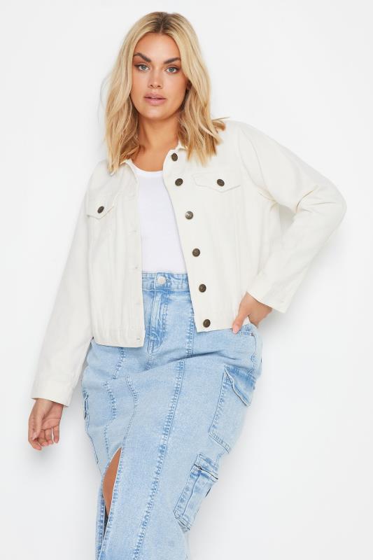  Grande Taille YOURS Curve Ivory White Denim Jacket