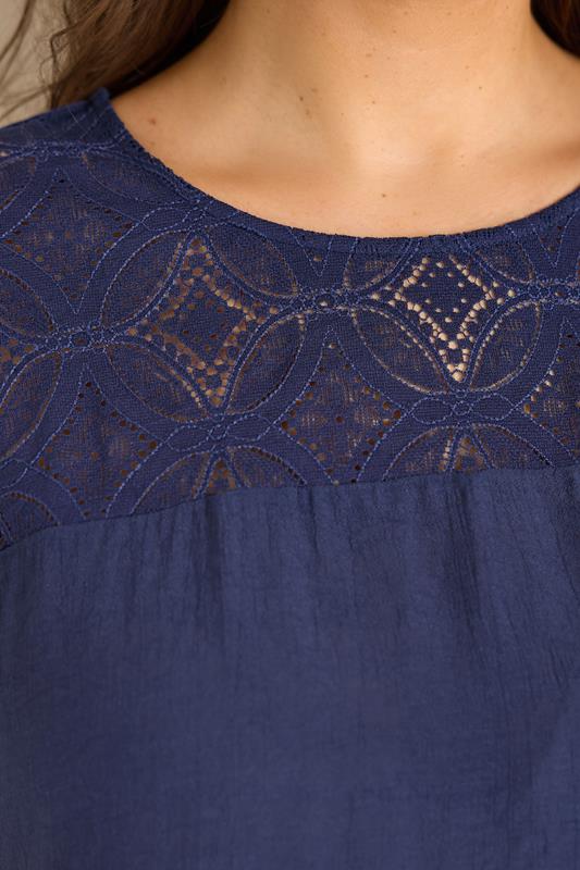 EVANS Plus Size Navy Blue Lace Blouse | Evans 4