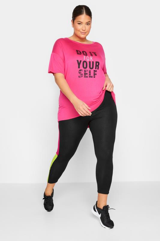 YOURS Curve ACTIVE Black Colour Block High Waisted Stretch Leggings | Yours Clothing   2