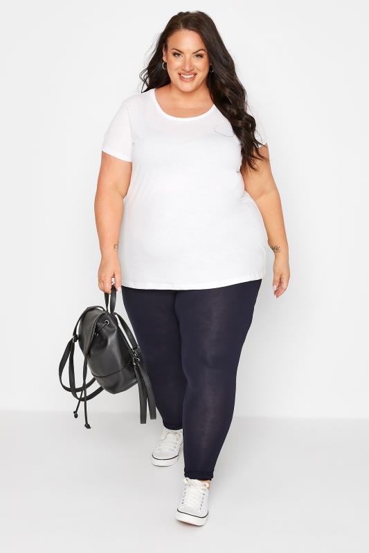 Plus Size Navy Blue Soft Touch Leggings | Yours Clothing 2
