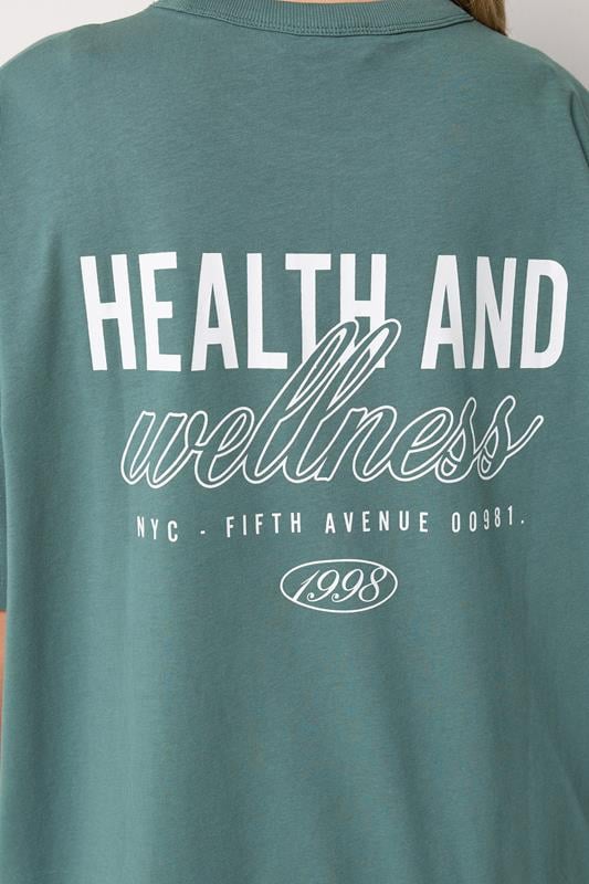 YOURS ACTIVE Plus Size  Blue 'Health & Wellness' T-Shirt | Yours Clothing 6