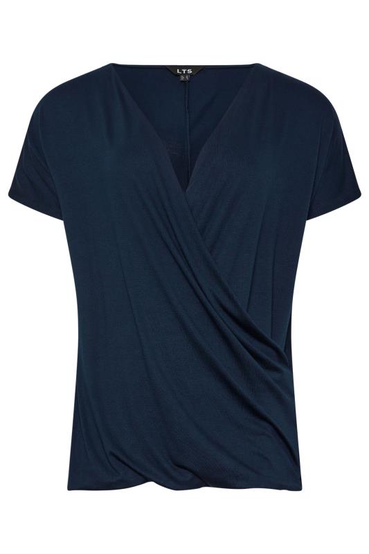 LTS Tall Women's Navy Blue Short Sleeve Wrap Top | Long Tall Sally 5