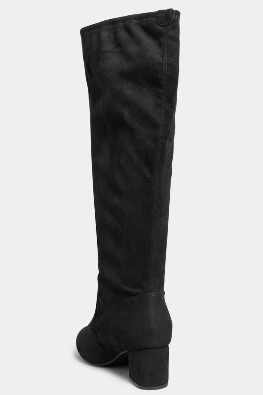 Black Faux Suede Stretch Knee High Boots In Wide E Fit & Extra Wide EEE Fit | Yours Clothing 4