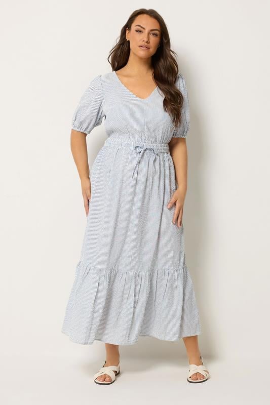  YOURS Curve Blue Stripe Maxi Dress