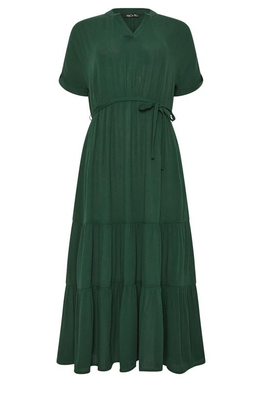 M&Co Green Tiered Tie Waist Midi Dress | M&Co 5