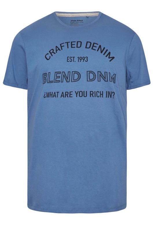BLEND Big & Tall Blue 'Crafted' Print T-Shirt | BadRhino 2