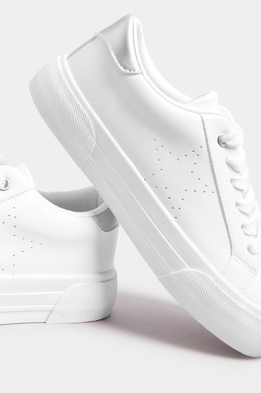White Star Cut Out Trainers In Extra Wide EEE Fit | Yours Clothing 5