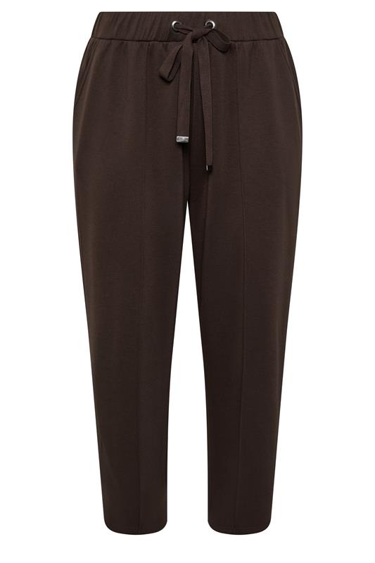 EVANS Plus Size Chocolate Brown Luxe Wide Leg Joggers | Evans 1