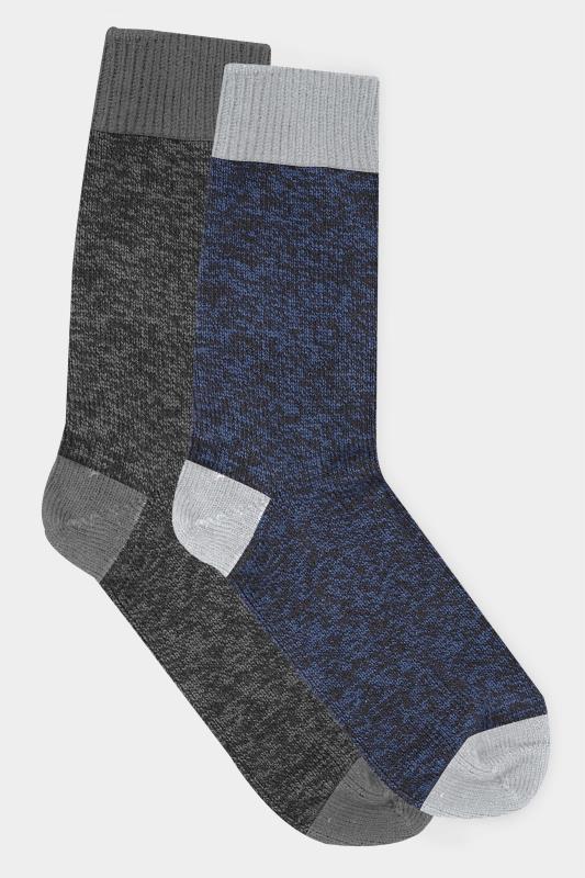 Plus Size  SMITH & JONES 2 Pack Blue & Charcoal Boot Socks