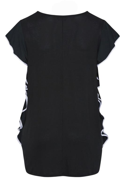 Plus Size Black & White Frill Top | Yours Clothing  7