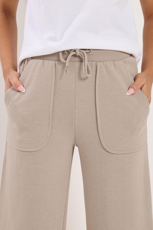 PixieGirl Petite Women's Stone Brown Pocket Patch Wide Leg Joggers | PixieGirl 4