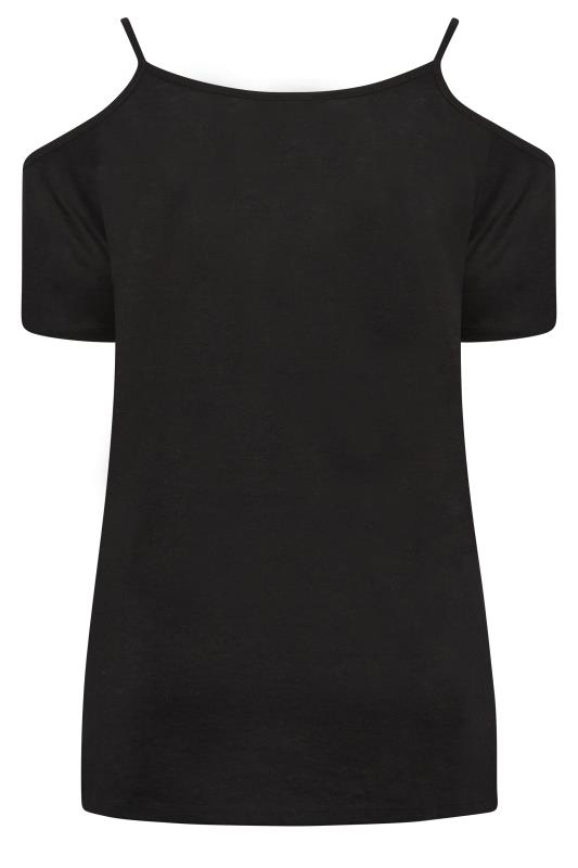 YOURS Curve Plus Size Black Cold Shoulder T-Shirt | Yours Clothing  7