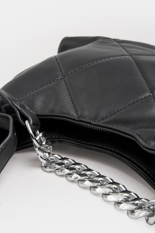 Black Quilted Chain Strap Shoulder Bag | Yours Clothing 5