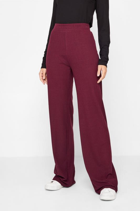 Tall Women's LTS Berry Red Ribbed Wide Leg Lounge Pants | Long Tall Sally 2